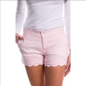 Lauren James Pink Poplin Scalloped Shorts